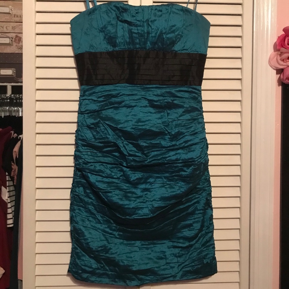 Strapless blue dress
